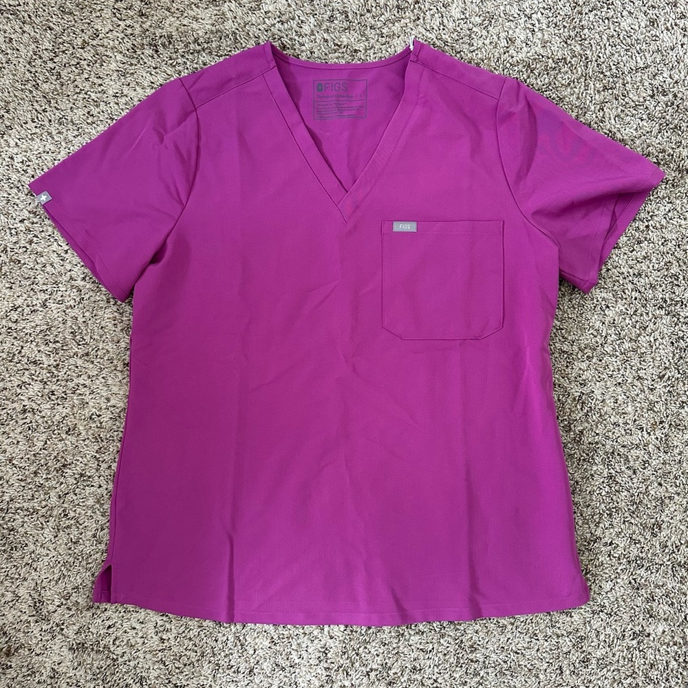 Figs Bright Fuchsia Catarina One-pocket Scrub Top
